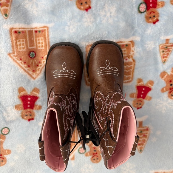 ❤️Kids Brown and Pink Cowboy Boots New Size 8 Wonder Nation - Picture 11 of 16